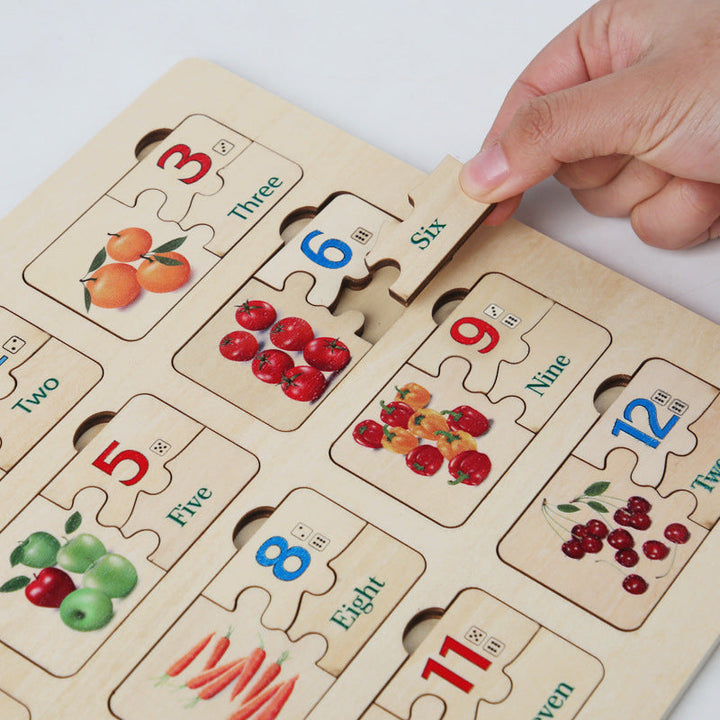 Wooden Number Puzzle Board for Early Counting Fun