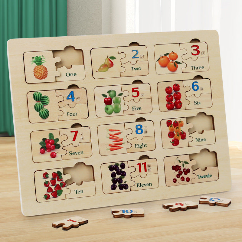 Wooden Number Puzzle Board for Early Counting Fun