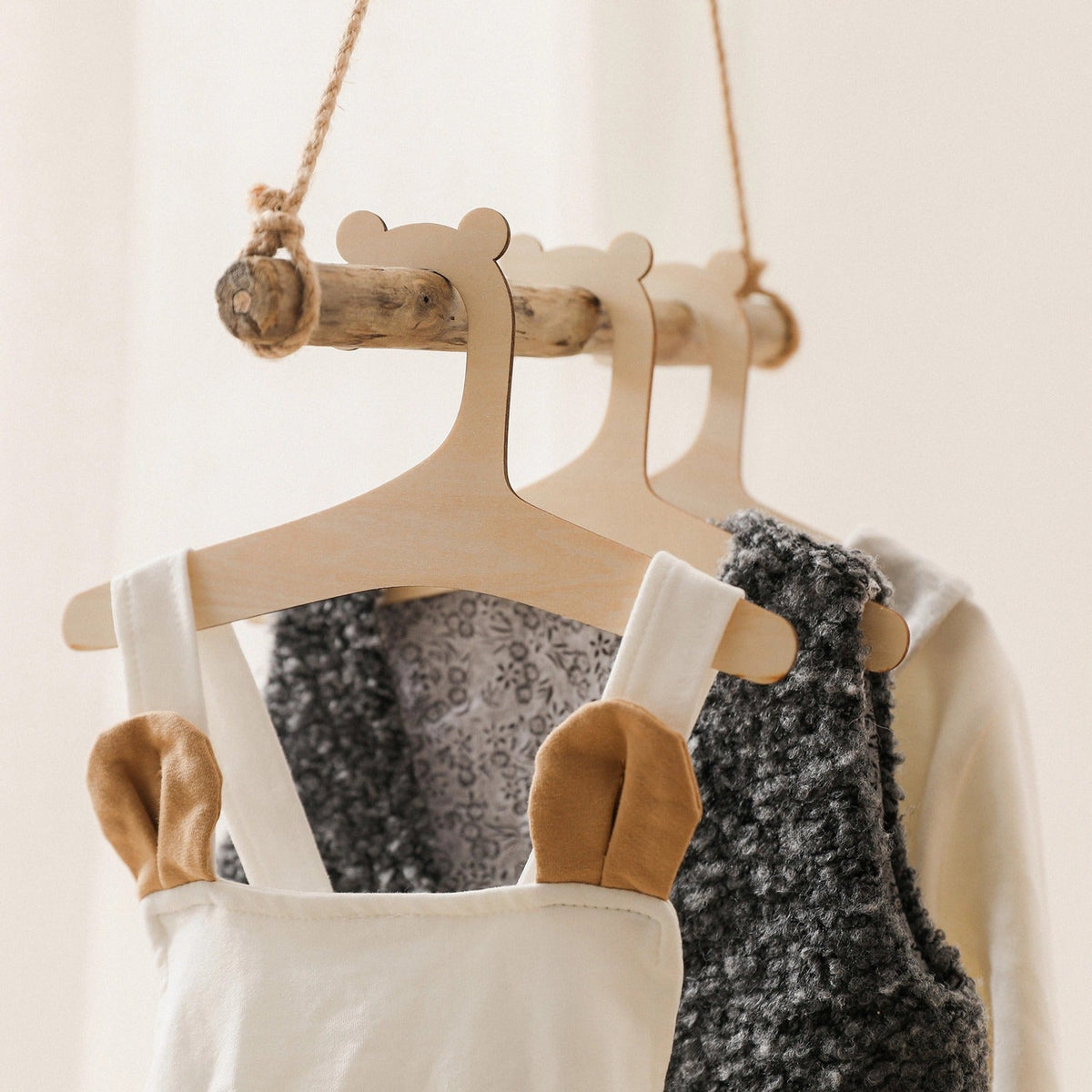 Wooden Kids Hanger with Grooved Grip for Neat Closets