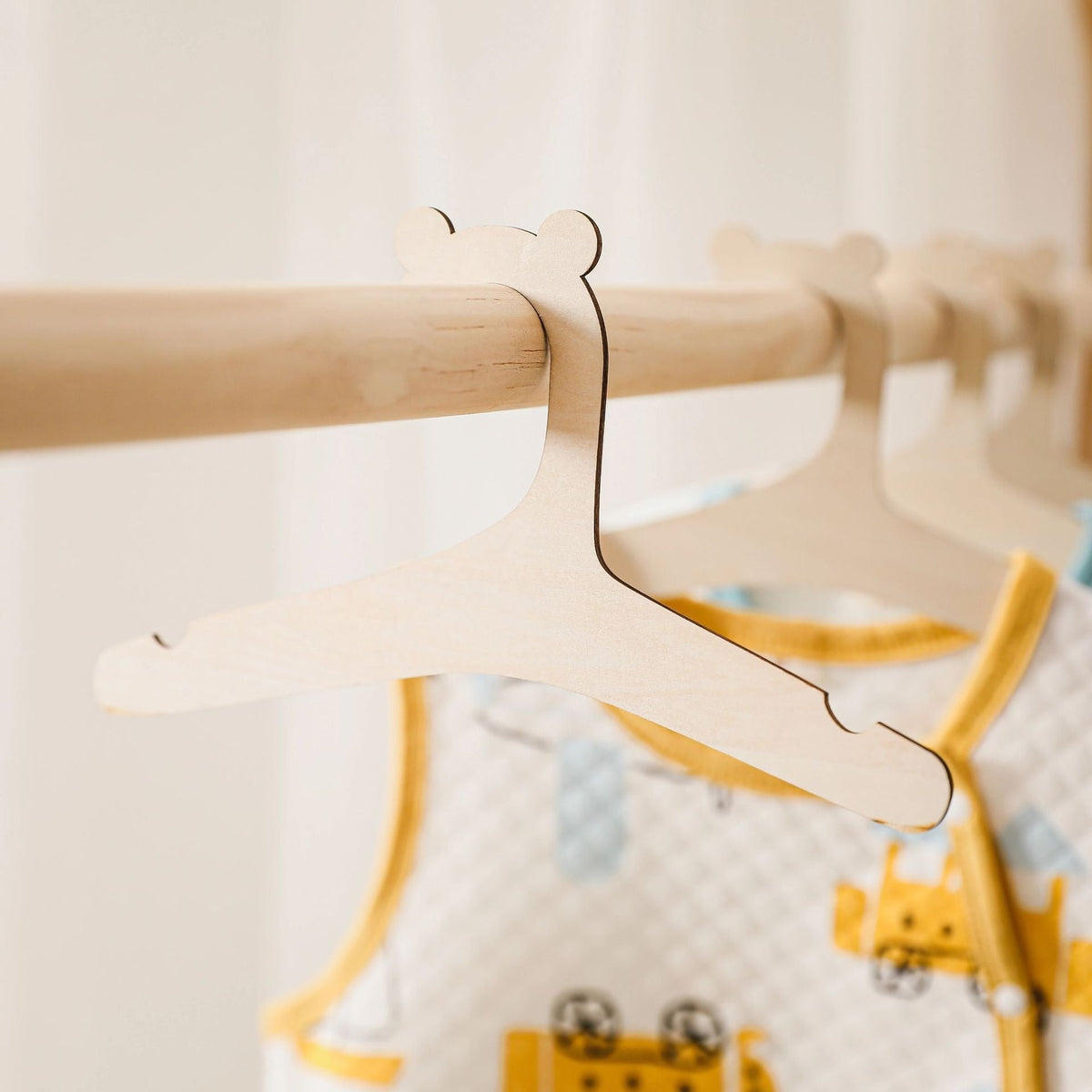 Wooden Kids Hanger with Grooved Grip for Neat Closets