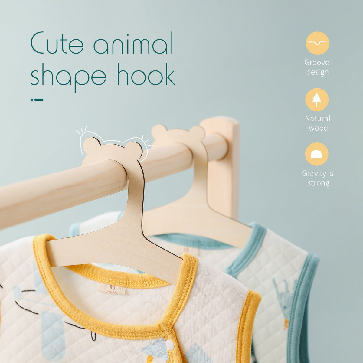 Wooden Kids Hanger with Grooved Grip for Neat Closets