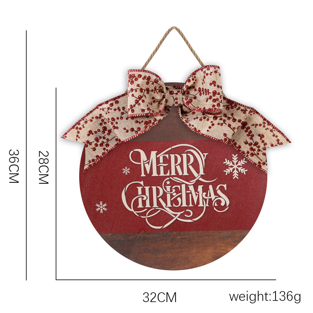 Wooden Christmas Door Hanging Ornament, Rustic Decor