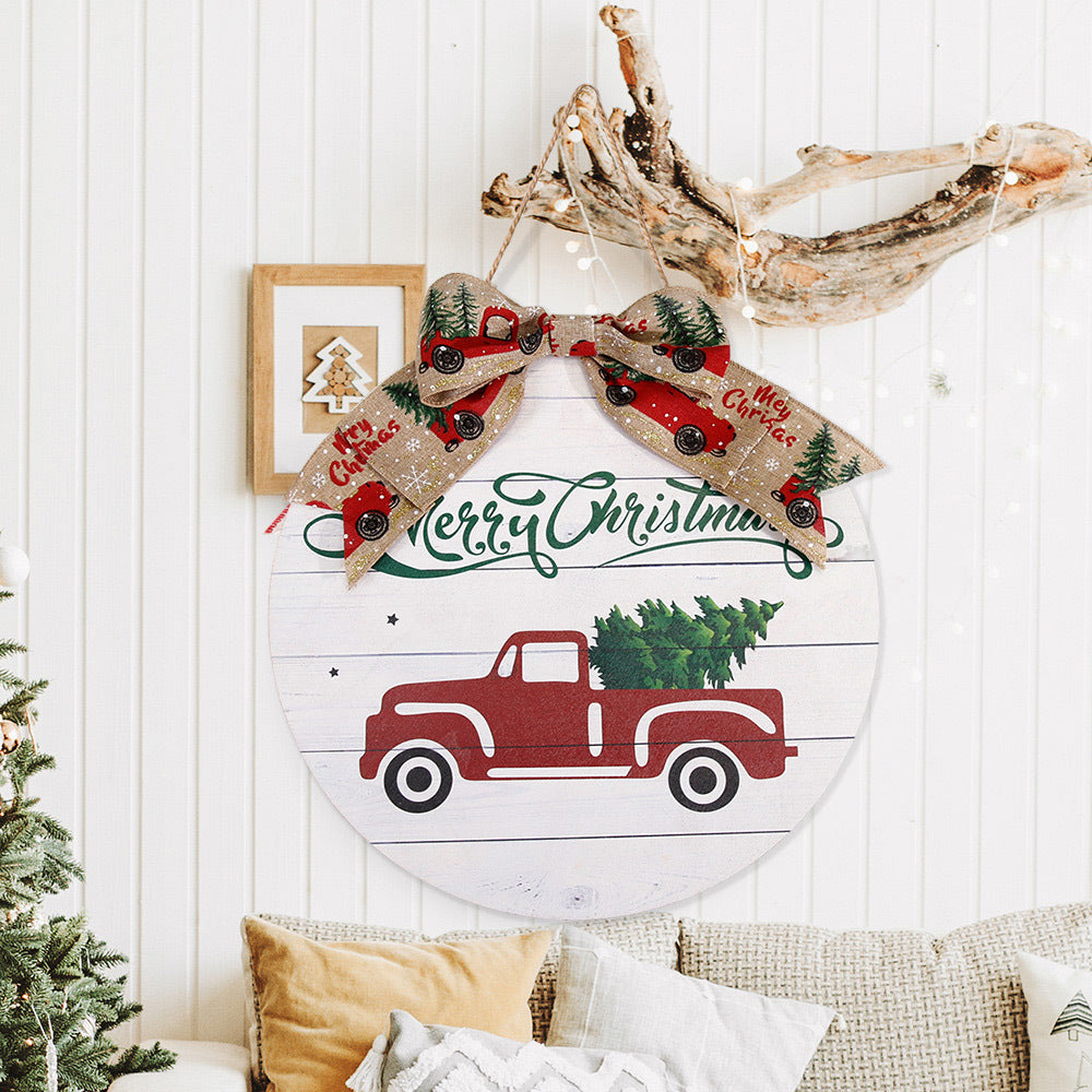 Wooden Christmas Door Hanging Ornament, Rustic Decor