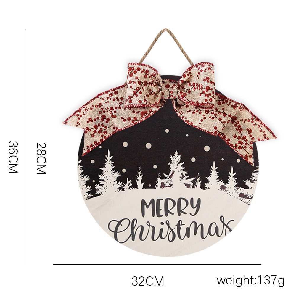 Wooden Christmas Door Hanging Ornament, Rustic Decor