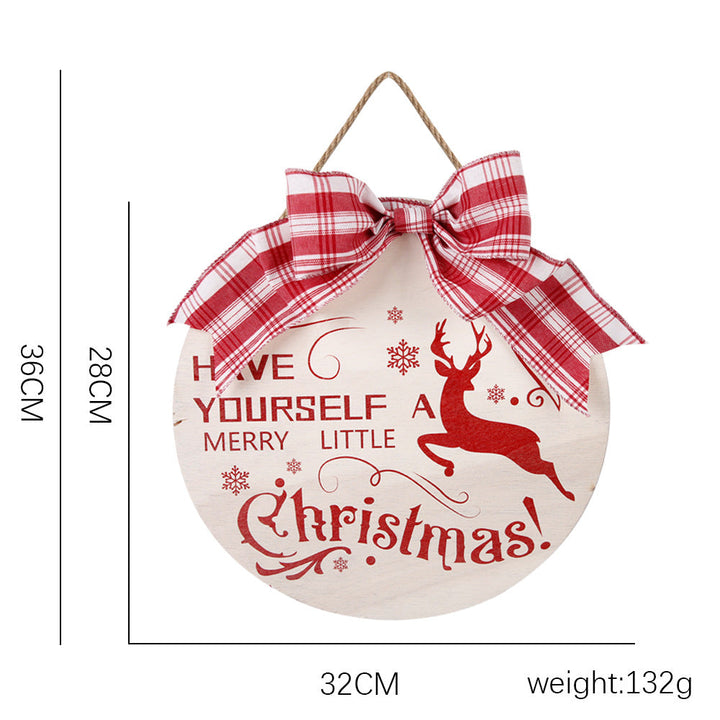 Wooden Christmas Door Hanging Ornament, Rustic Decor