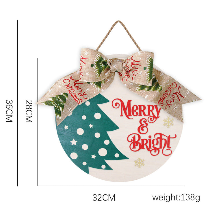 Wooden Christmas Door Hanging Ornament, Rustic Decor