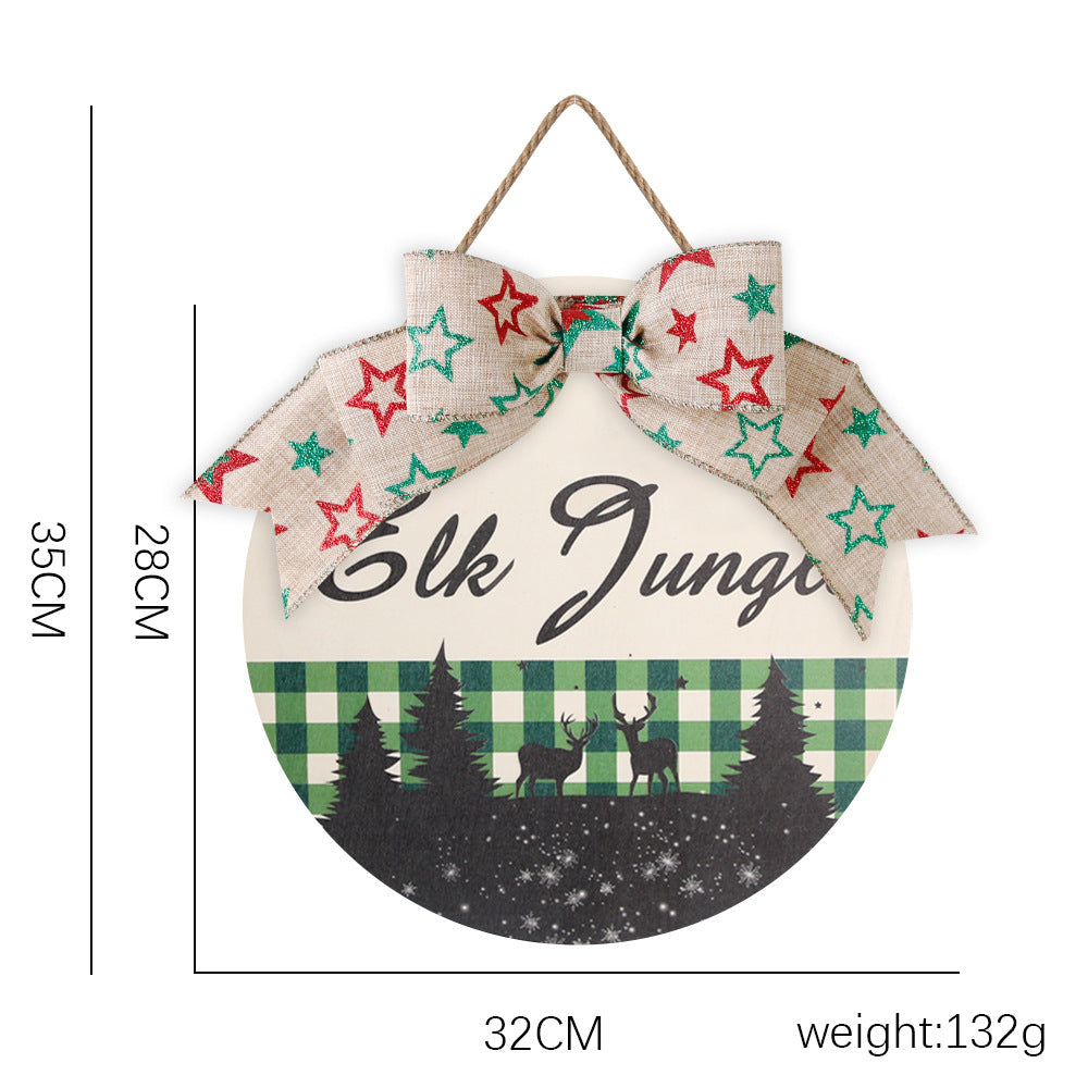 Wooden Christmas Door Hanging Ornament, Rustic Decor