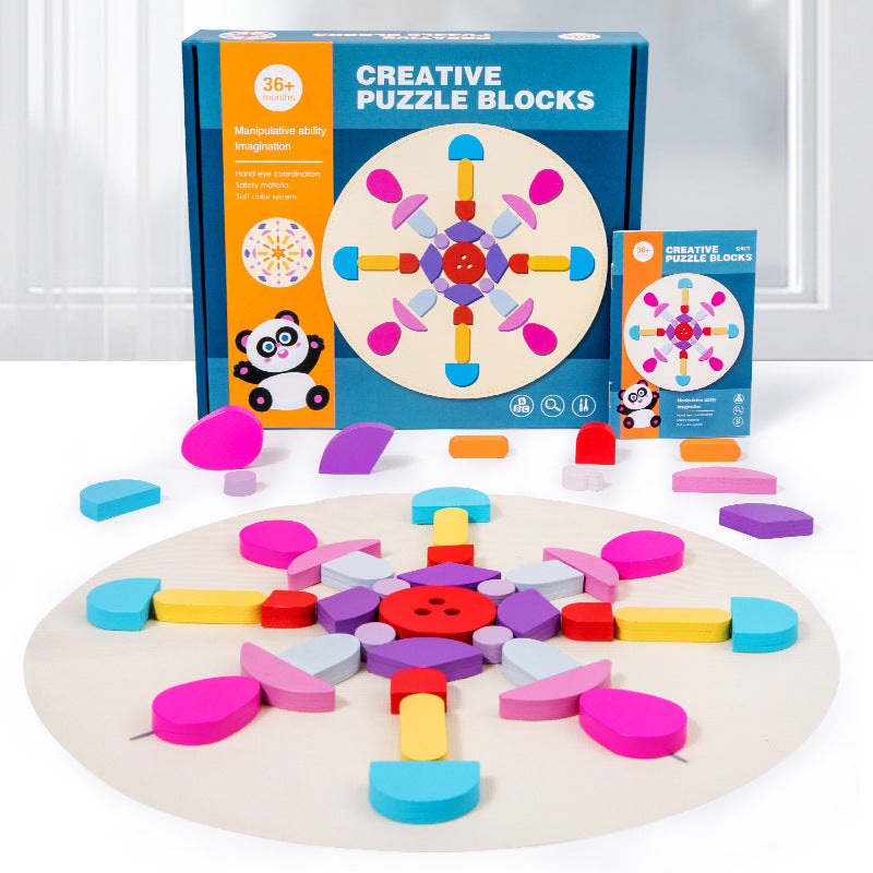 Wooden Puzzle Blocks for Creative Pattern Building