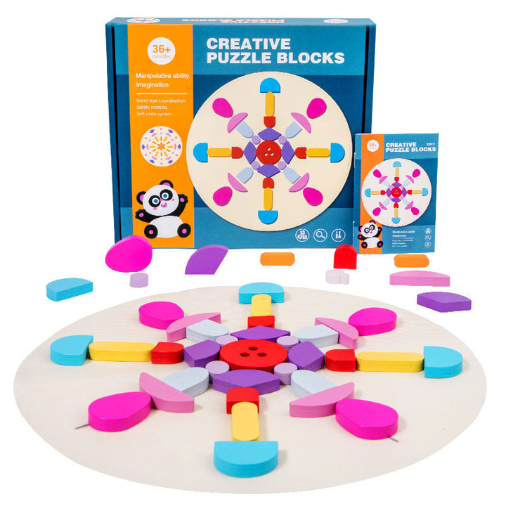 Wooden Puzzle Blocks for Creative Pattern Building
