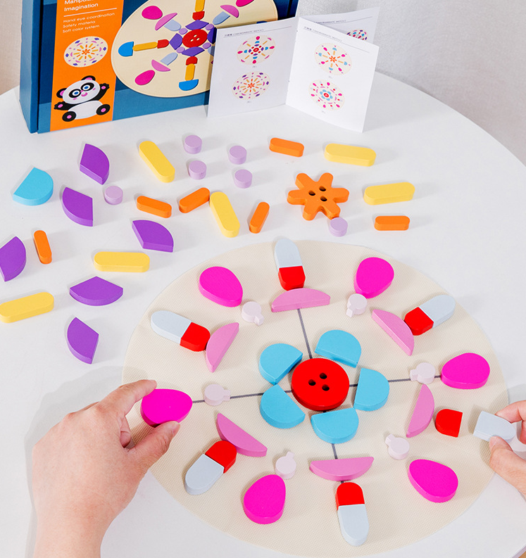 Wooden Puzzle Blocks for Creative Pattern Building