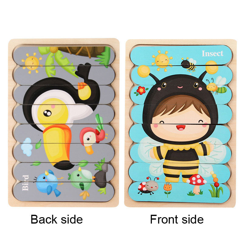 Wooden Strip Puzzle Toy for Screen-Free Learning Play