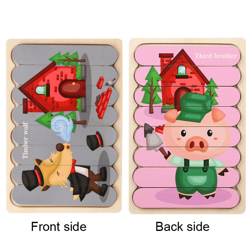 Wooden Strip Puzzle Toy for Screen-Free Learning Play