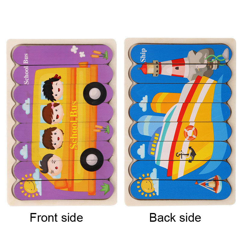 Wooden Strip Puzzle Toy for Screen-Free Learning Play