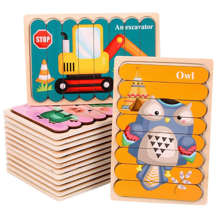 Wooden Strip Puzzle Toy for Screen-Free Learning Play