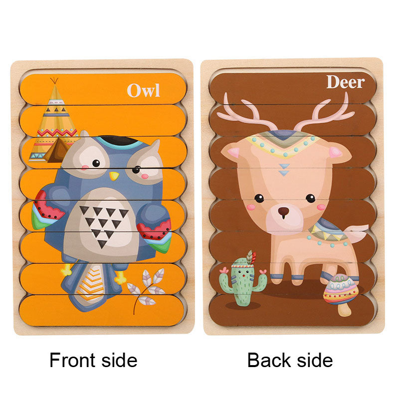 Wooden Strip Puzzle Toy for Screen-Free Learning Play