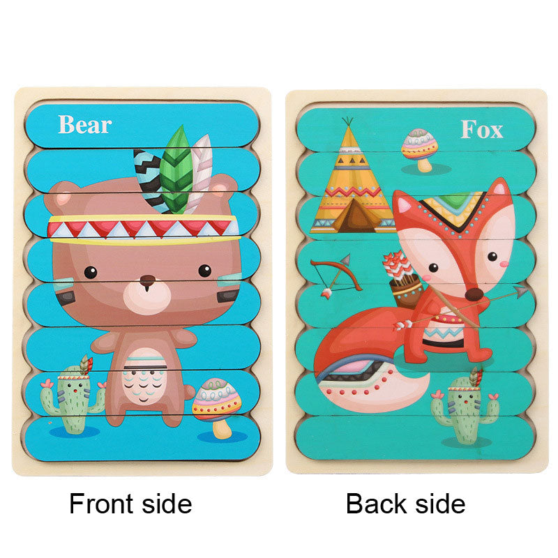 Wooden Strip Puzzle Toy for Screen-Free Learning Play