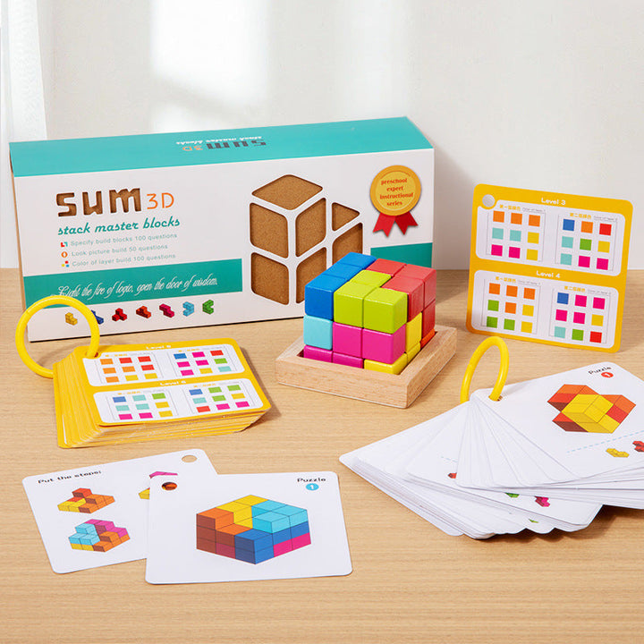 Wooden Puzzle Blocks for Spatial Skills, Focus & Play