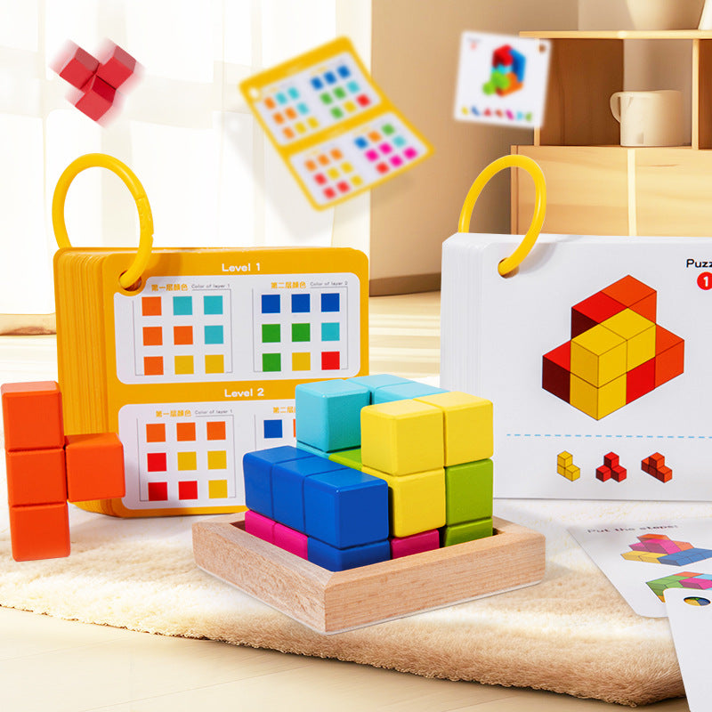 Wooden Puzzle Blocks for Spatial Skills, Focus & Play