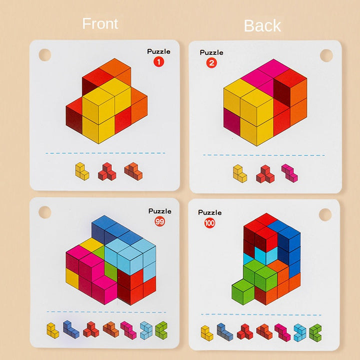 Wooden Puzzle Blocks for Spatial Skills, Focus & Play