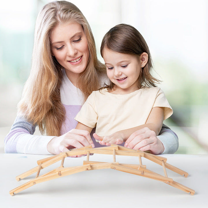 Wooden Bailey Bridge Puzzle for Hands-On STEM Play