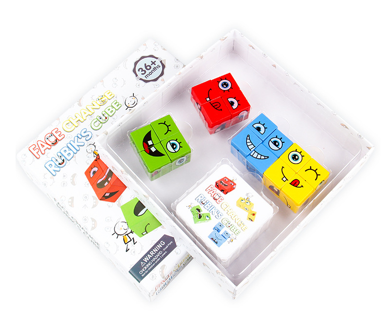 Wooden Face Matching Puzzle Game for Family Table Play
