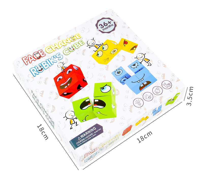 Wooden Face Matching Puzzle Game for Family Table Play