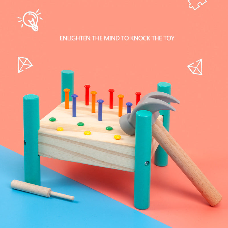 Wooden Peg Hammer Toy for Fine-Motor Color Learning