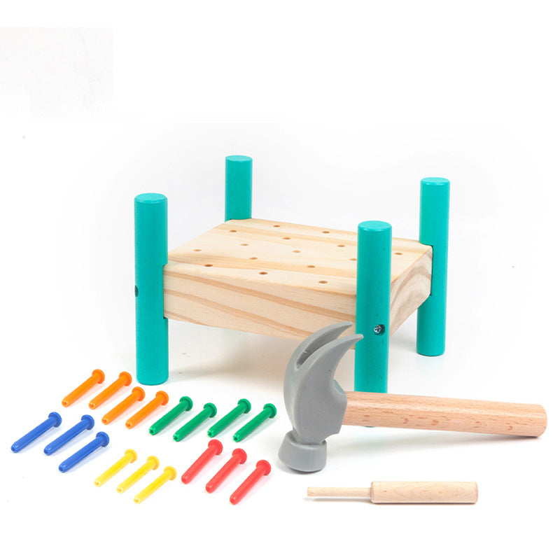 Wooden Peg Hammer Toy for Fine-Motor Color Learning