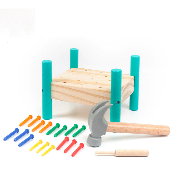 Wooden Peg Hammer Toy for Fine-Motor Color Learning
