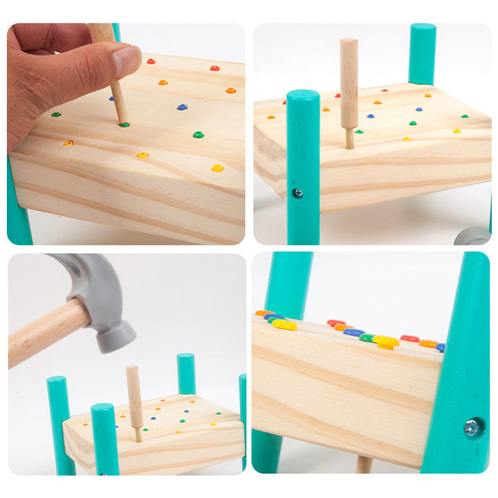 Wooden Peg Hammer Toy for Fine-Motor Color Learning