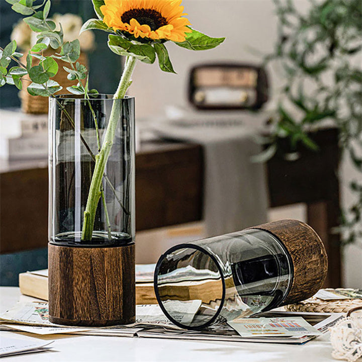 Wooden Glass Vase for Elevated Floral Displays at Home