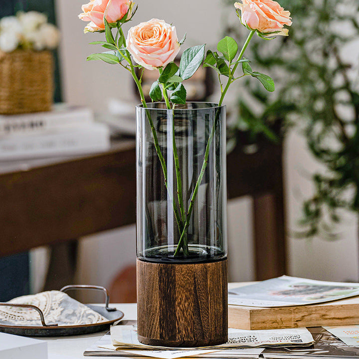 Wooden Glass Vase for Elevated Floral Displays at Home