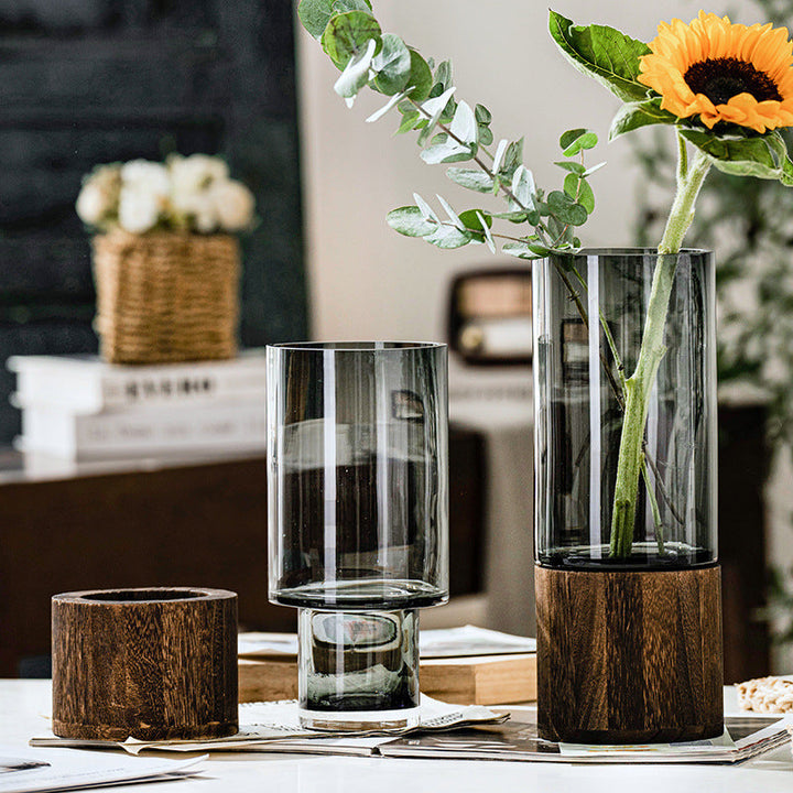 Wooden Glass Vase for Elevated Floral Displays at Home