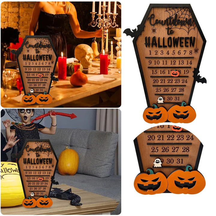 Wooden Halloween Countdown Decor for Mantels & Tables