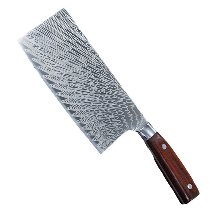 Heavy-Duty Damascus Steel Cleaver Knife with Rosewood Handle