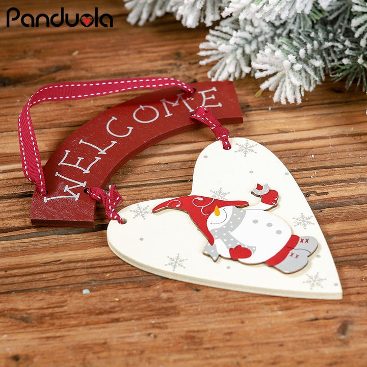 Wooden Snowman Welcome Sign for Christmas Entryway