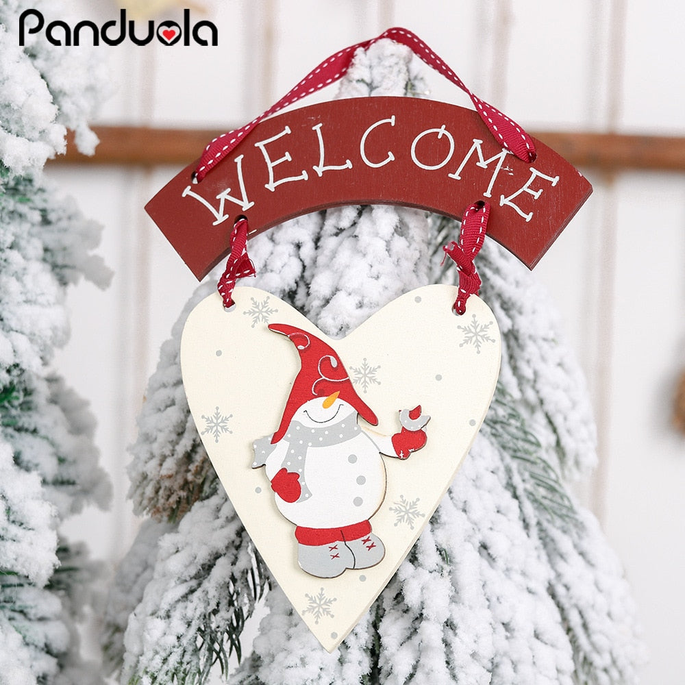 Wooden Snowman Welcome Sign for Christmas Entryway