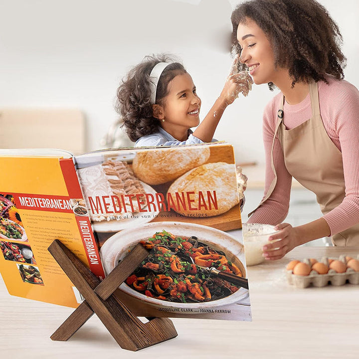 Wooden Recipe Rack Stand for Hands-Free Cooking & Display