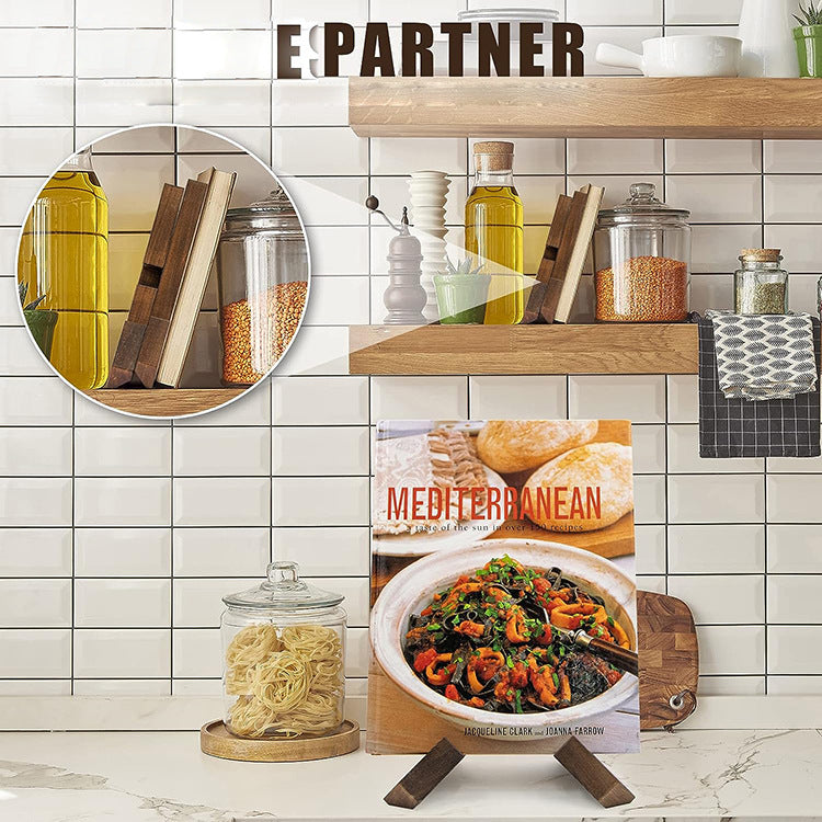 Wooden Recipe Rack Stand for Hands-Free Cooking & Display