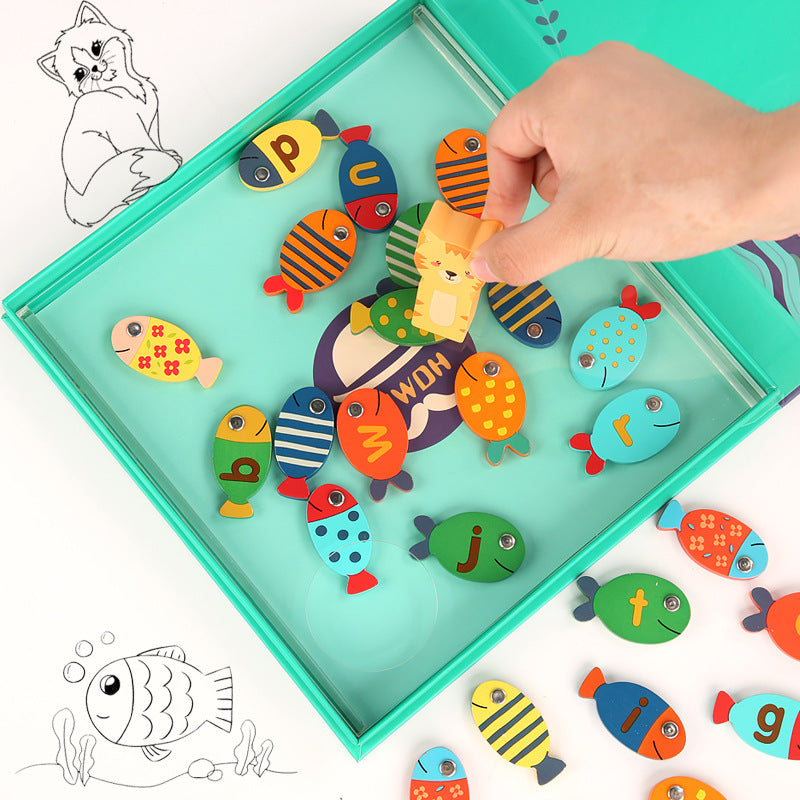 Wooden Magnetic Fishing Game for Early Word Learning