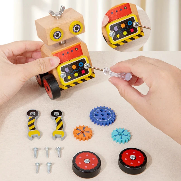 Wooden Montessori Robot Toy for Hands-On Logic Learning