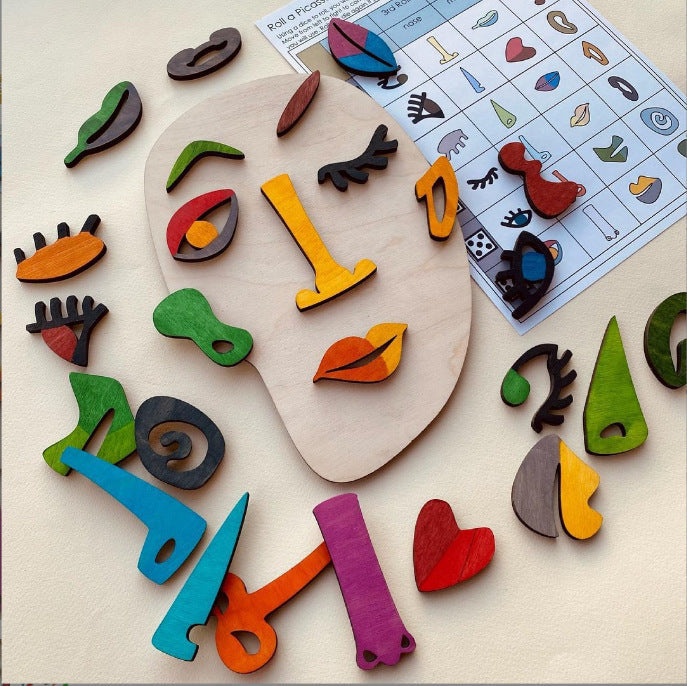Wooden Montessori Puzzles for Creative Fine-Motor Play