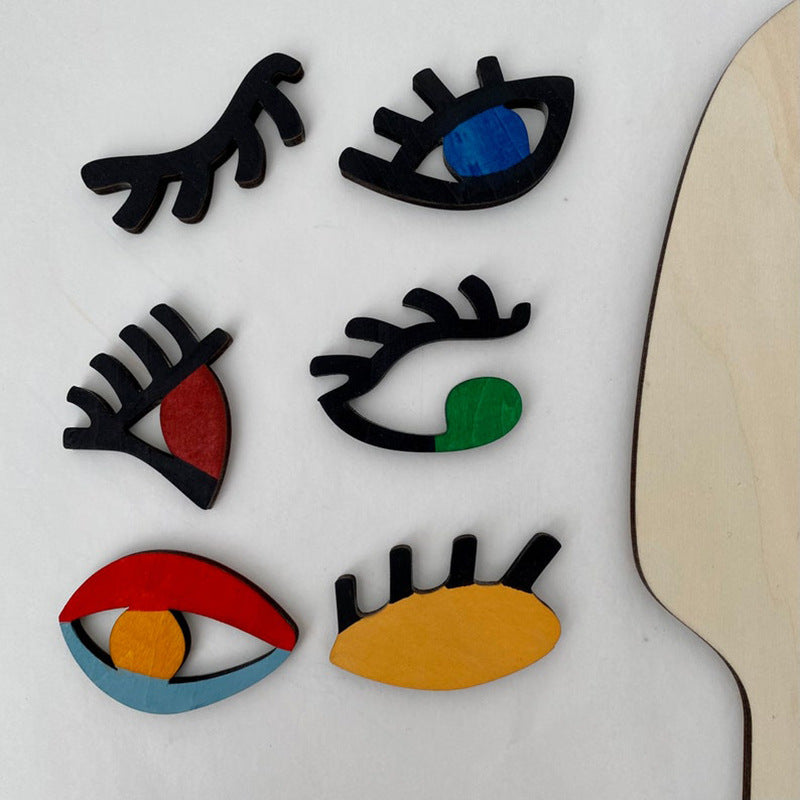 Wooden Montessori Puzzles for Creative Fine-Motor Play
