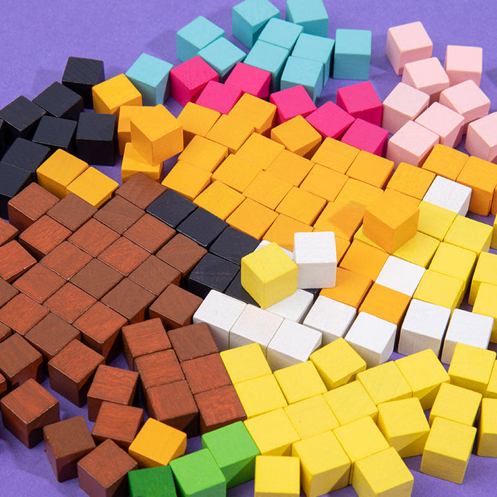 Wooden 3D Mosaic Puzzle Blocks for Screen-Free Play