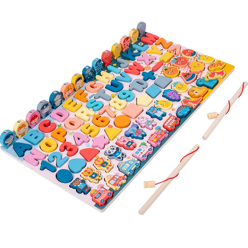 Wooden Magnetic Fishing Puzzle Board for Early Learning