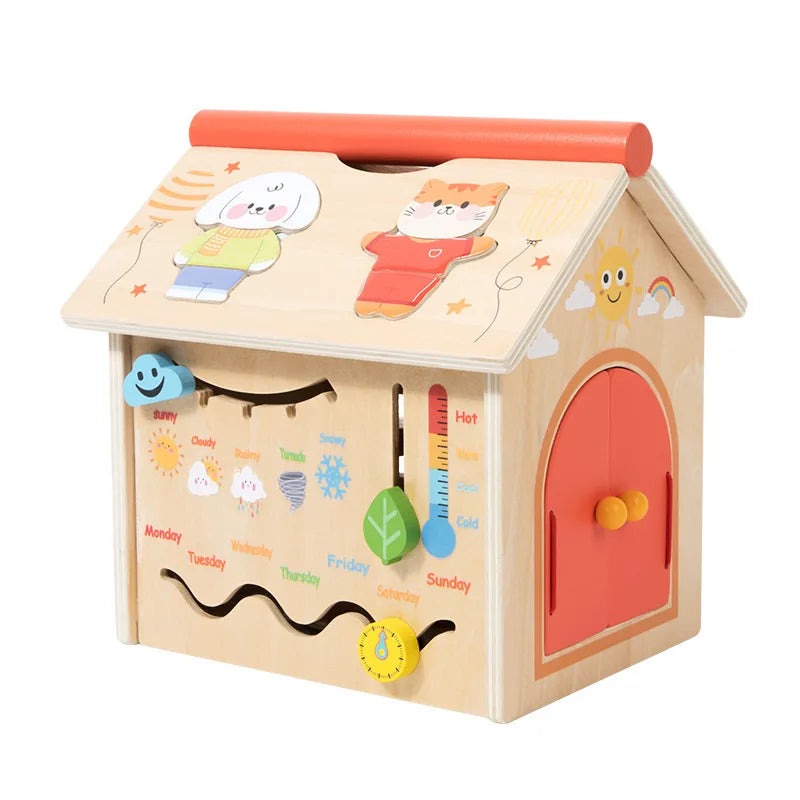Wooden Activity House Toy for Hands-On Early Learning
