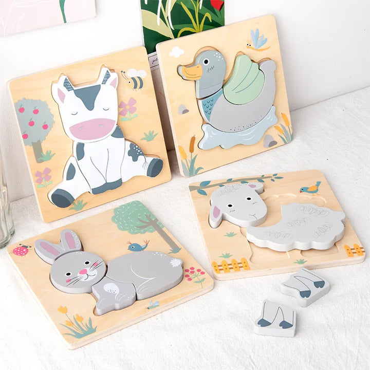 Wooden Animal Puzzle for Screen-Free Learning Play