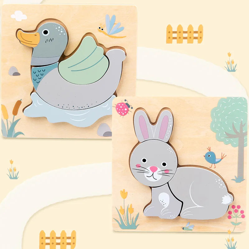 Wooden Animal Puzzle for Screen-Free Learning Play