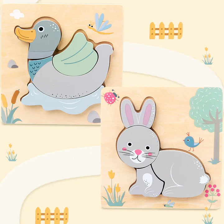 Wooden Animal Puzzle for Screen-Free Learning Play