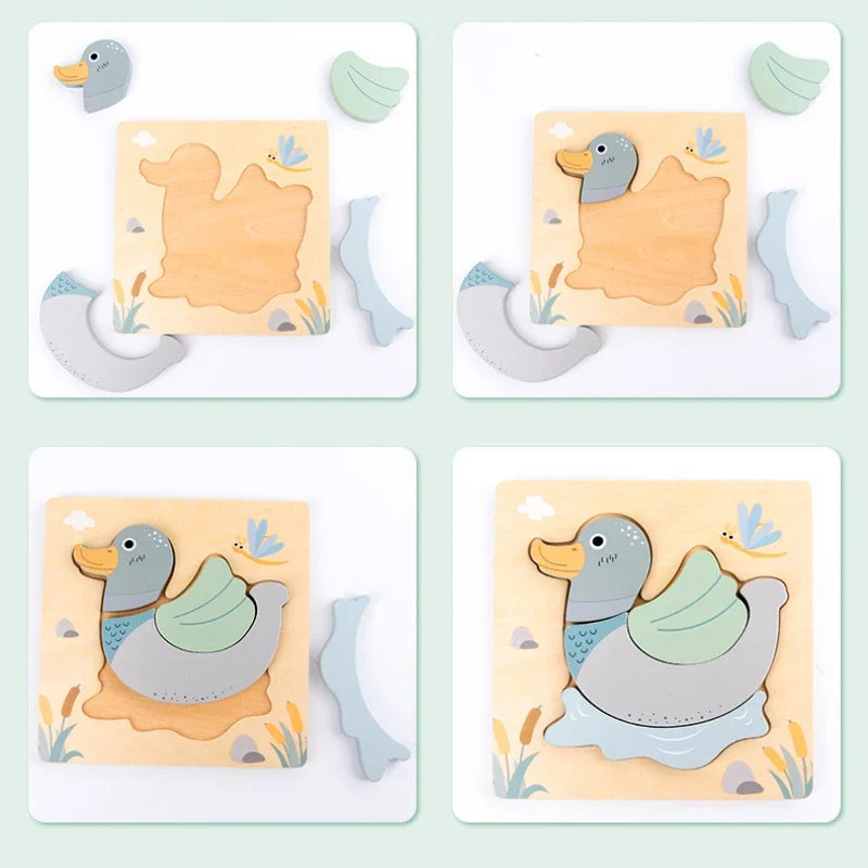 Wooden Animal Puzzle for Screen-Free Learning Play